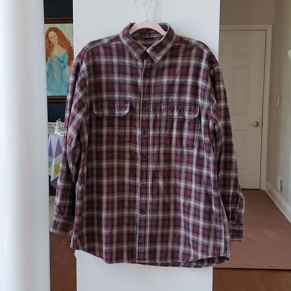 Woolrich Long Sleeve Button Down Plaid Shirt Mens Size L - Picture 1 of 11